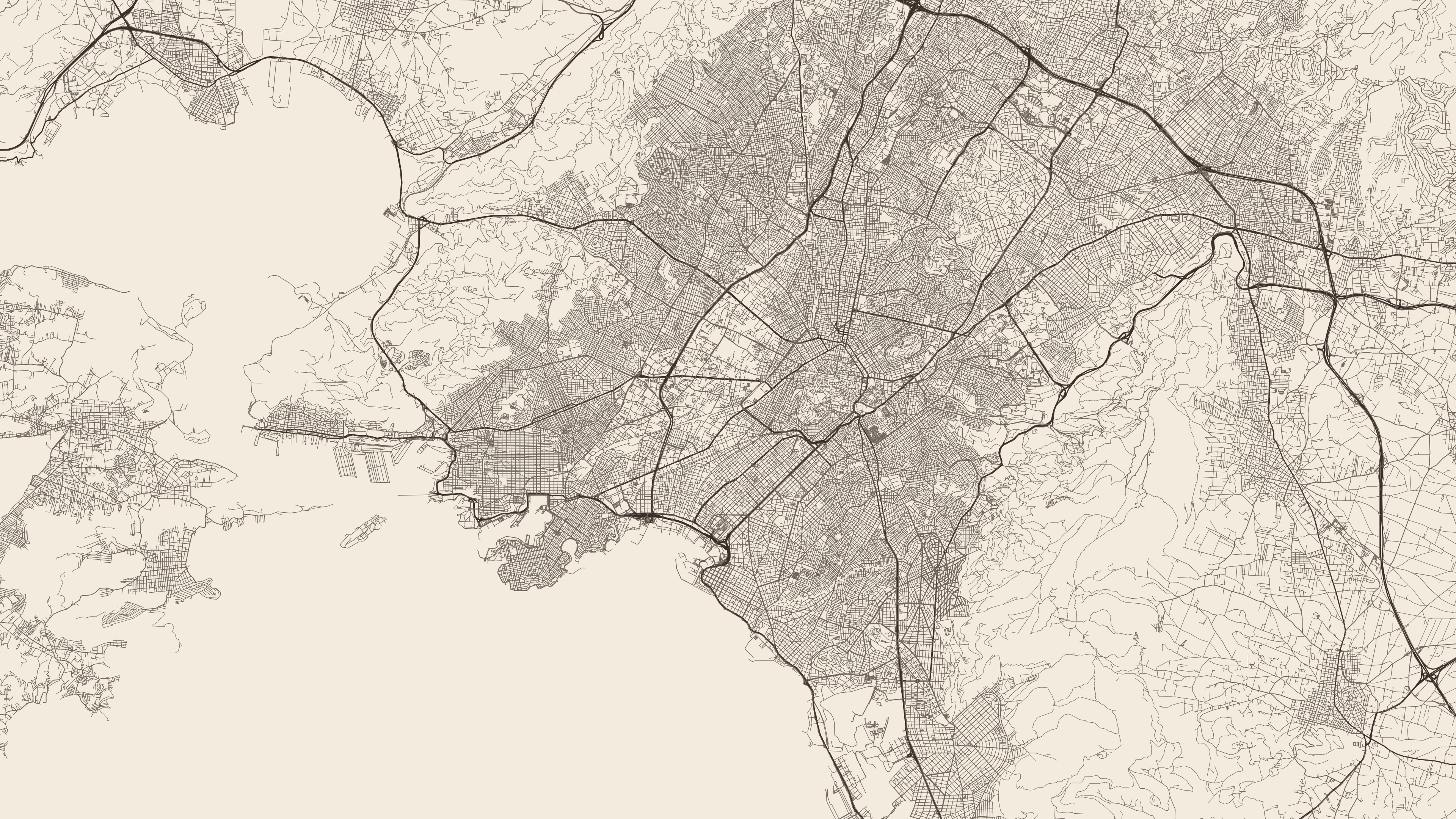 Athens minimalist map render