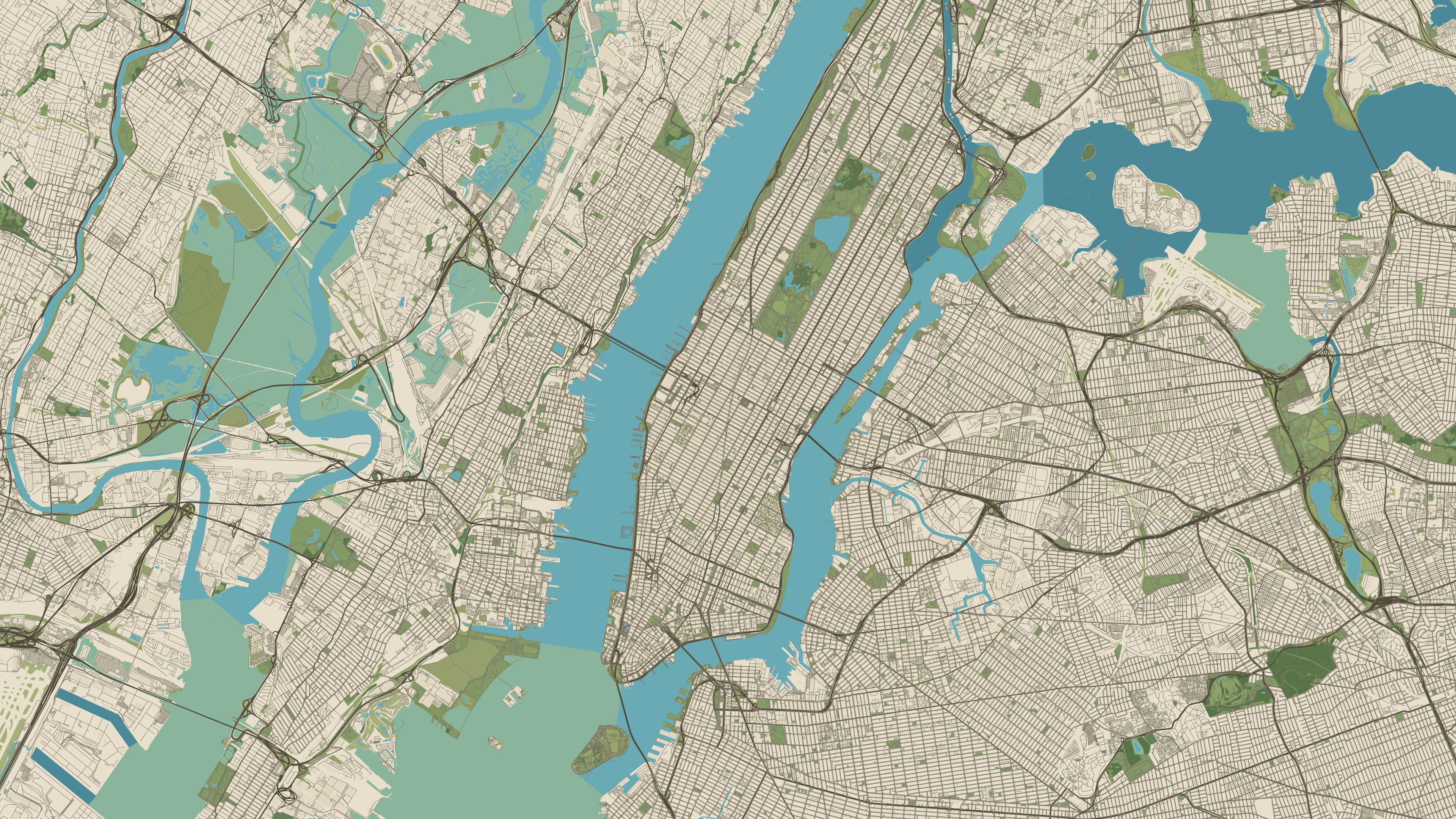 New York minimalist map render